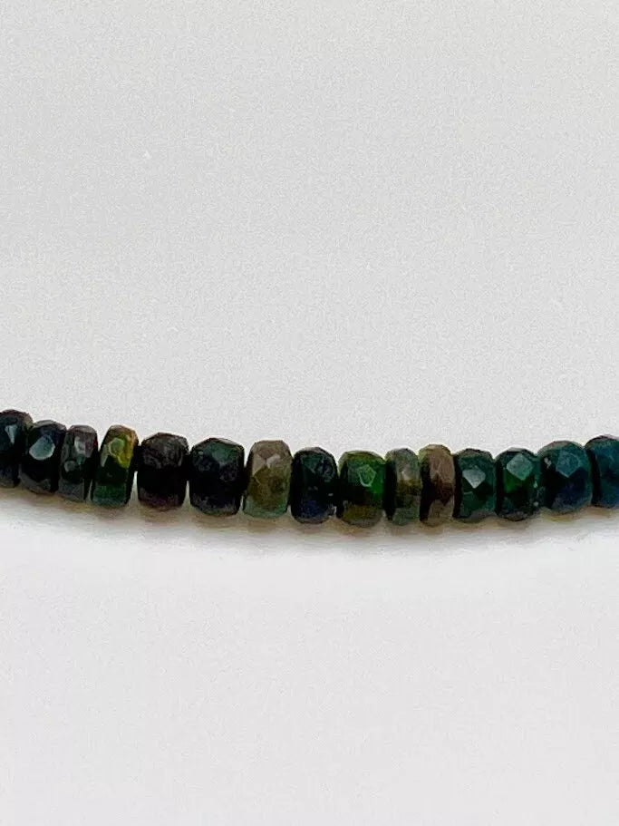 Colleen Lopez Sterling Silver Faceted Black Opal Beaded Necklace. 18"