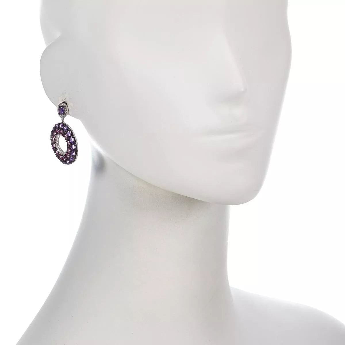 Gem Treasures Sterling Silver Amethyst & Rhodolite Drop Earrings, 1-1/4"