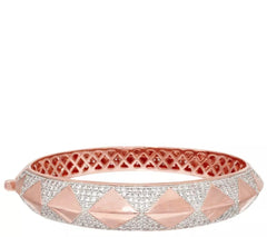 Bronzo Italia Rose Bronze Crystal Hinged Bangle Bracelet, 7-1/4"