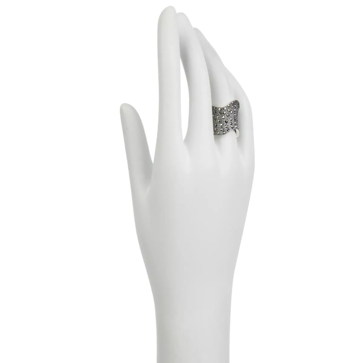 Colleen Lopez Sterling Silver Marcasite Wave Ring, Size 6