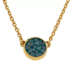 Collar con colgante redondo de diamantes verdes triturados, estilo decorativo de plata de ley, 45,7 cm