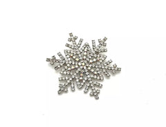 Kirks Folly Silvertone Crystal Snowflake Earrings & Pin Set 1-1/2" X 2"
