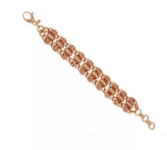 Bronzo Italia Rosetone Polished Woven Love Knot Bracelet 7-1/4"