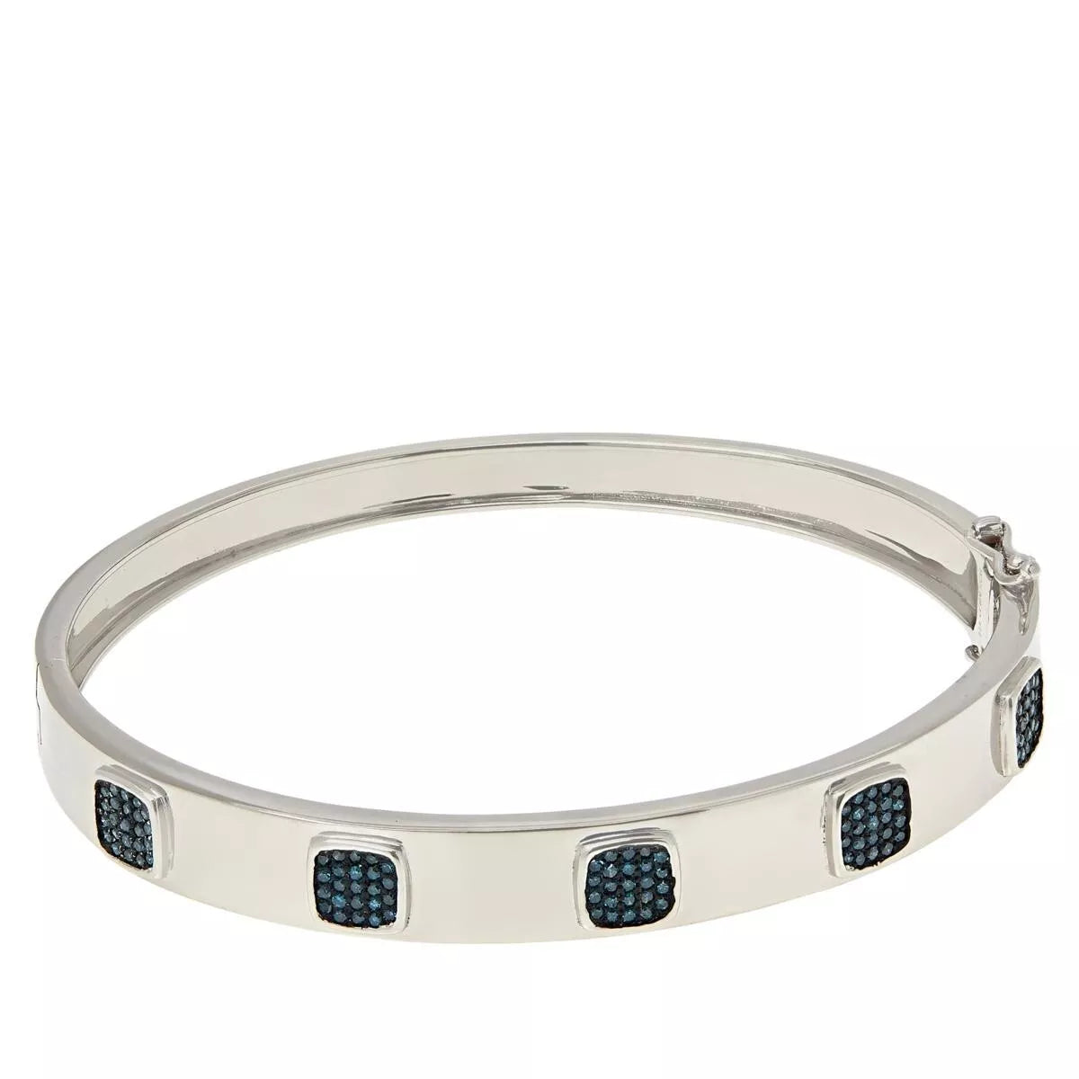 Brazalete de Colleen Lopez en plata de ley con pavé de diamantes azules de 0,60 ct. 18,1 cm