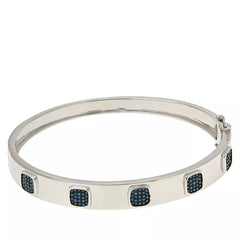 Brazalete de Colleen Lopez en plata de ley con pavé de diamantes azules de 0,60 ct. 18,1 cm
