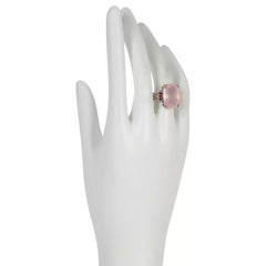 Anillo de cóctel de cuarzo rosa y morado en plata esterlina de Gems by Michael, talla 5