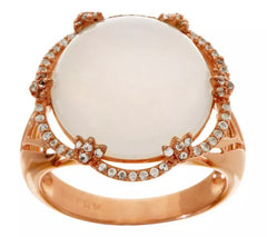 QVC Sterling Silver Moonstone & White Topaz Bold Ring, Size 6