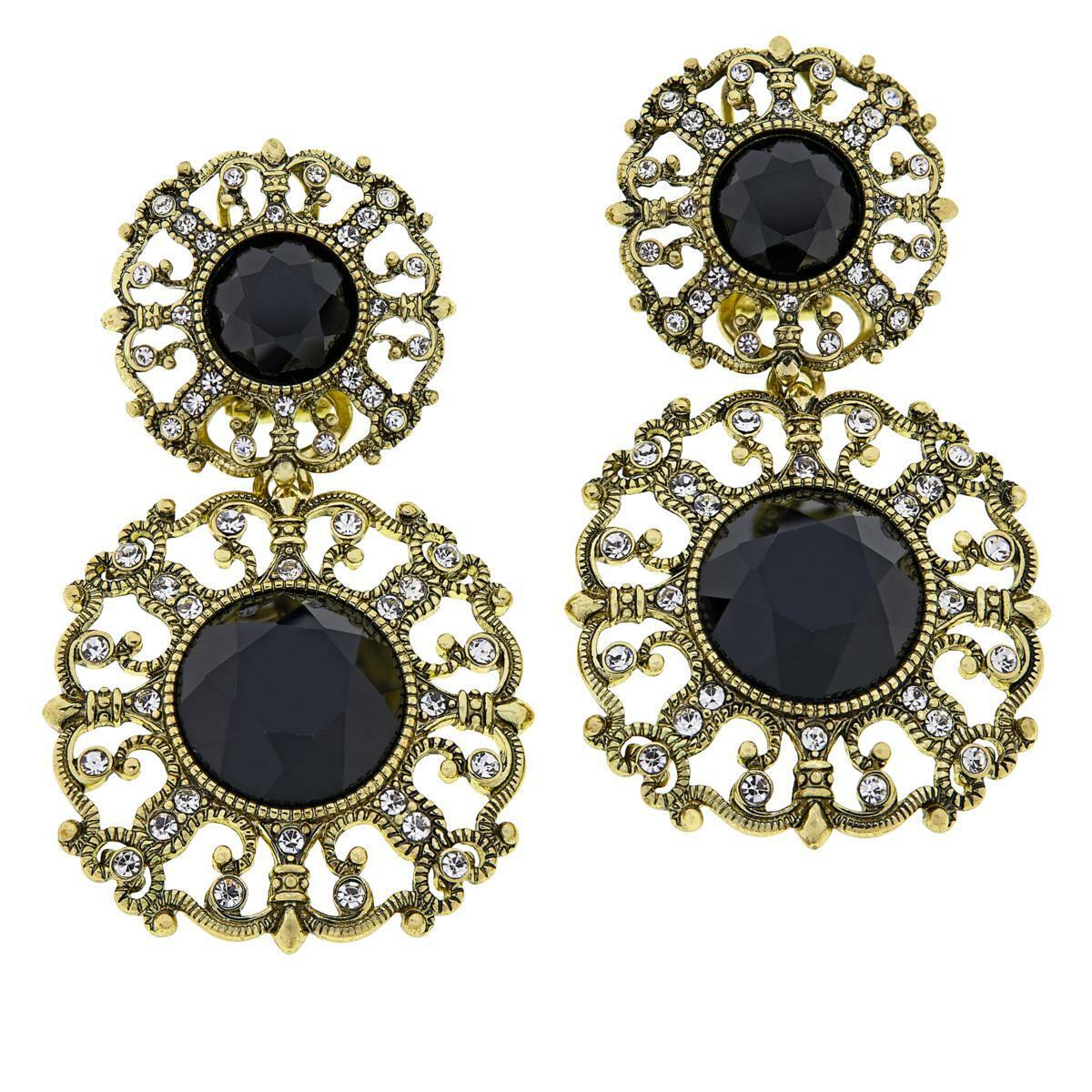 Pendientes colgantes de cristal "How Suite It Is" de Heidi Daus, negros, para orejas perforadas