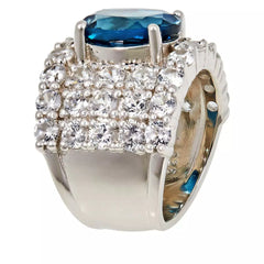 Colleen Lopez Sterling Silver London Blue Topaz & White Zircon Band Ring, Size 6