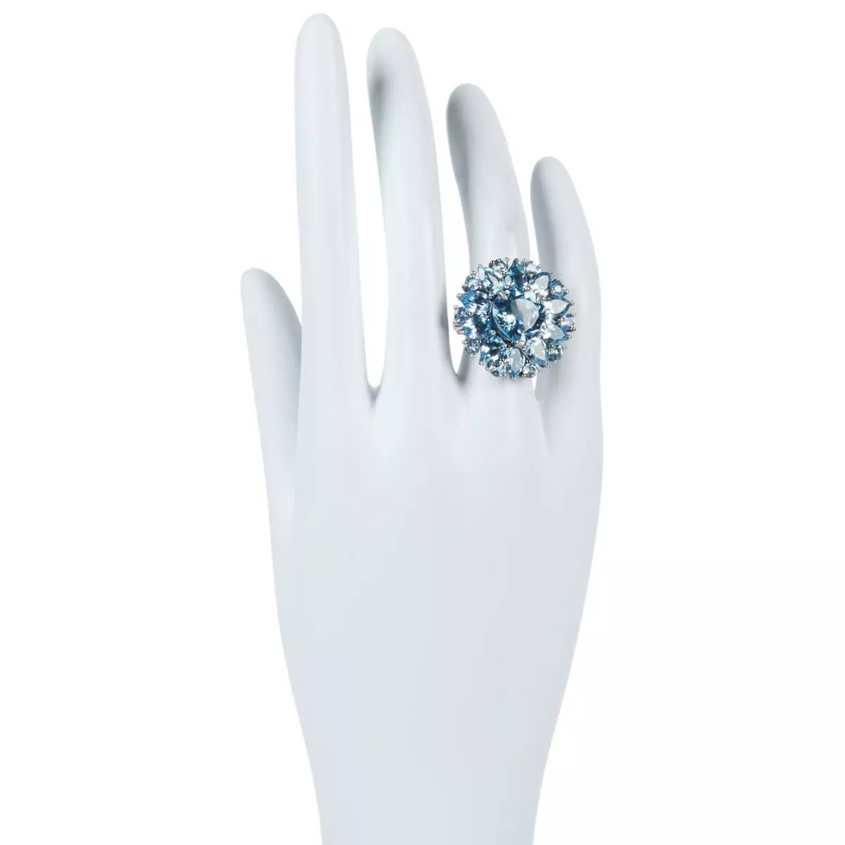 Colleen Lopez Sterling Silver Sky Blue Topaz Multi-Cut Cluster Ring, Size 6