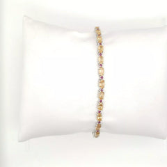 Paul Deasy Sterling Silver 12.32Ct Hessonite & Rhodolite Line Bracelet, 6-3/4"