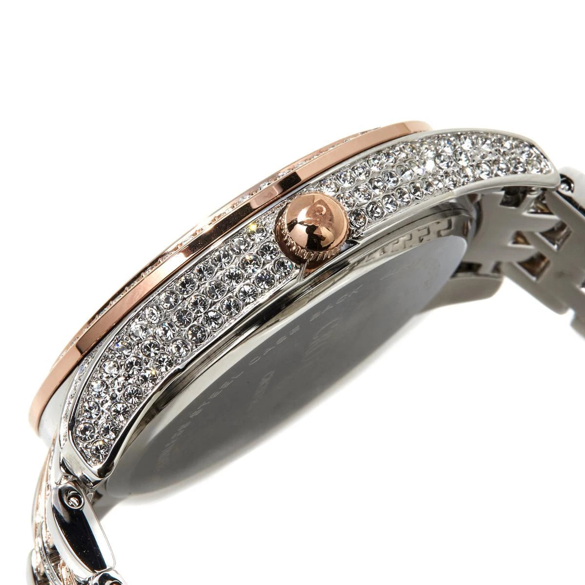 Croton 2-Tone Rose & Silver Mother-Of-Pearl Floral Dial Bracelet Watch Hsn $189