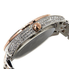 Croton 2-Tone Rose & Silver Mother-Of-Pearl Floral Dial Bracelet Watch Hsn $189