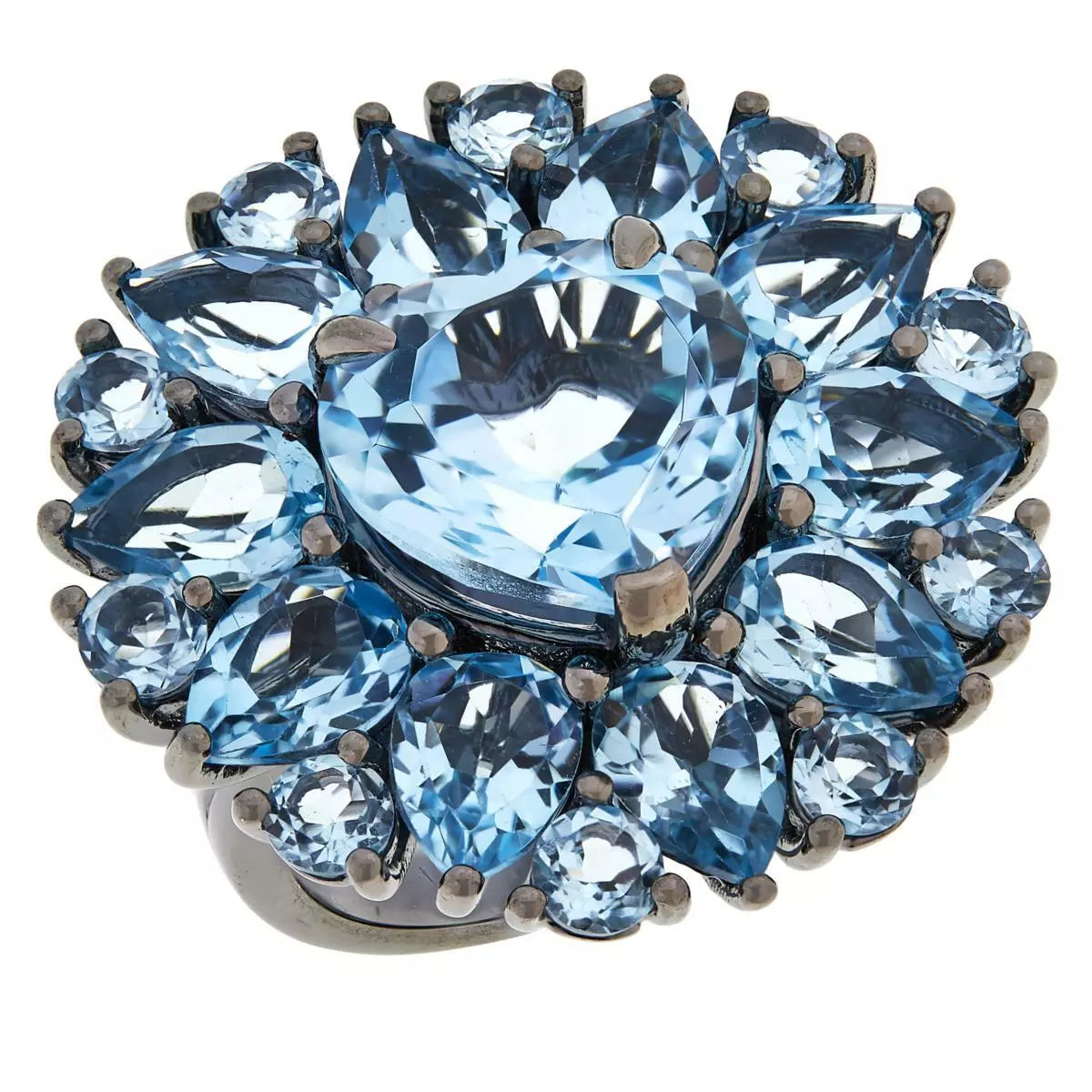 Colleen Lopez Sterling Silver Sky Blue Topaz Multi-Cut Cluster Ring, Size 6