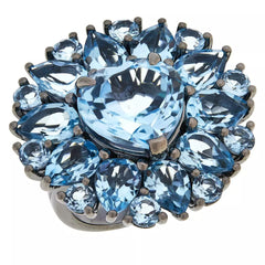 Colleen Lopez Sterling Silver Sky Blue Topaz Multi-Cut Cluster Ring, Size 6
