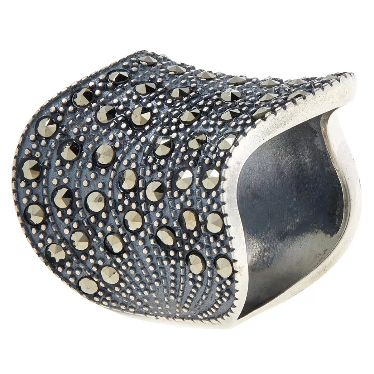 Colleen Lopez Sterling Silver Marcasite Wave Ring, Size 6