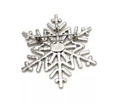 Kirks Folly Silvertone Crystal Snowflake Earrings & Pin Set 1-1/2" X 2"