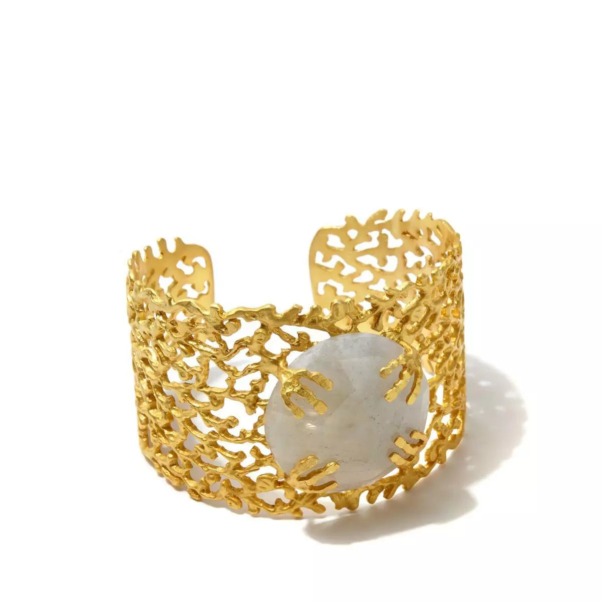 Kanupriya Sterling Silver Goldclad Moonstone Filigree Cuff Bracelet, 7-1/2"