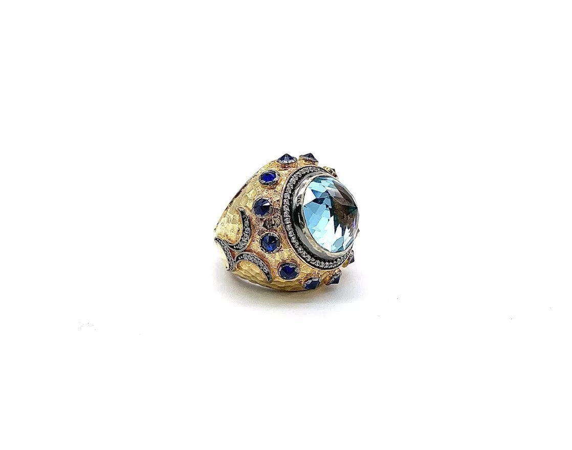 HSN Goldclad Sterling Silver Jewels of Istanbul Sky Blue Topaz Ring, Size 6