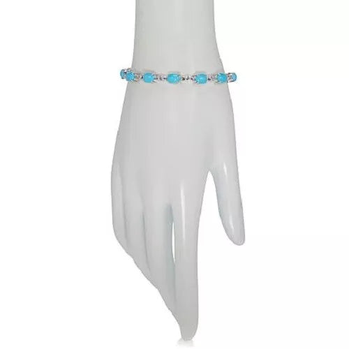 Paul Deasy Gem Kingman Turquoise And Tanzanite Line Bracelet 6-3/4"