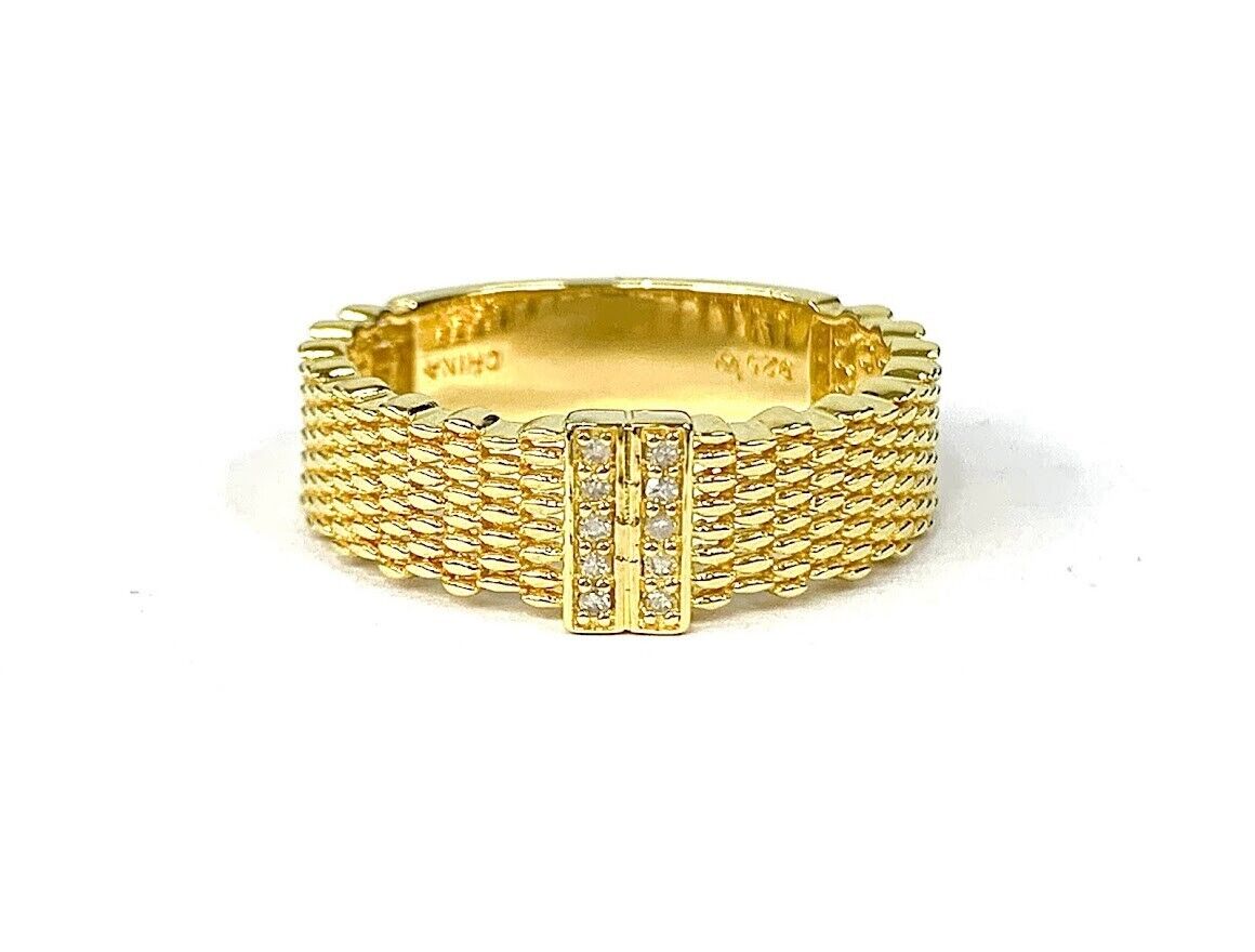 Affinity Sterling Silver Goldclad Pave Diamond Ring. Size 10 | Jewelry & Watches:Fine Jewelry:Rings