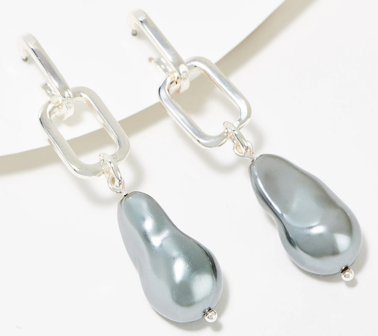 Joan Rivers Baroque Grey Simulated Pearl Drop Earrings Silvertone | Jewelry & Watches:Fashion Jewelry:Earrings