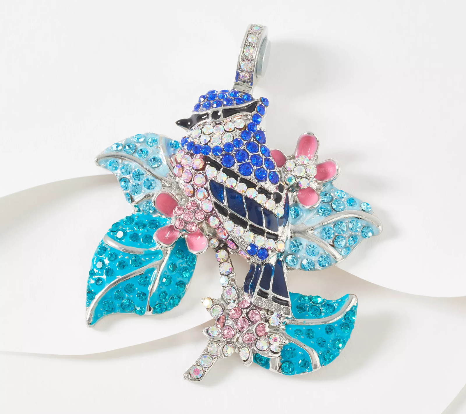 QVC Kirks Folly Blue Song Bird Magnetic Enhancer Silvertone | Jewelry & Watches:Fashion Jewelry:Brooches & Pins