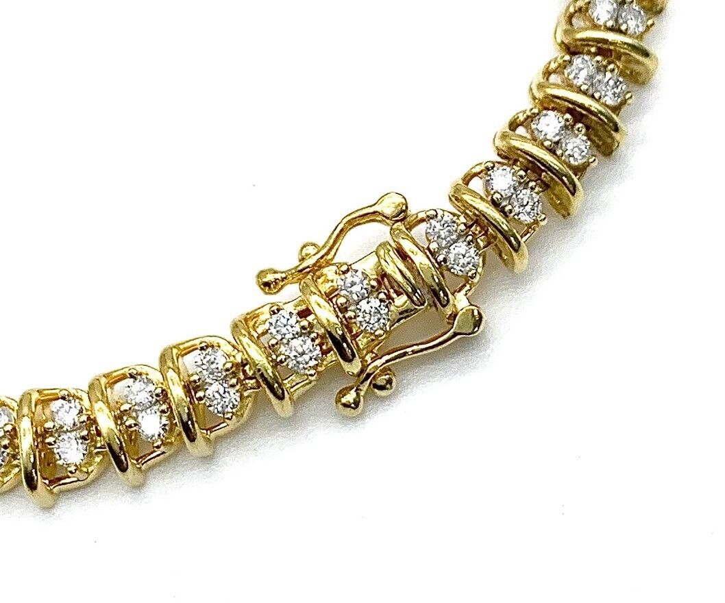 HSN Sterling Silver Goldclad Genuine Diamond Tennis Bracelet. 7-1/4" | Jewelry & Watches:Fine Jewelry:Bracelets & Charms