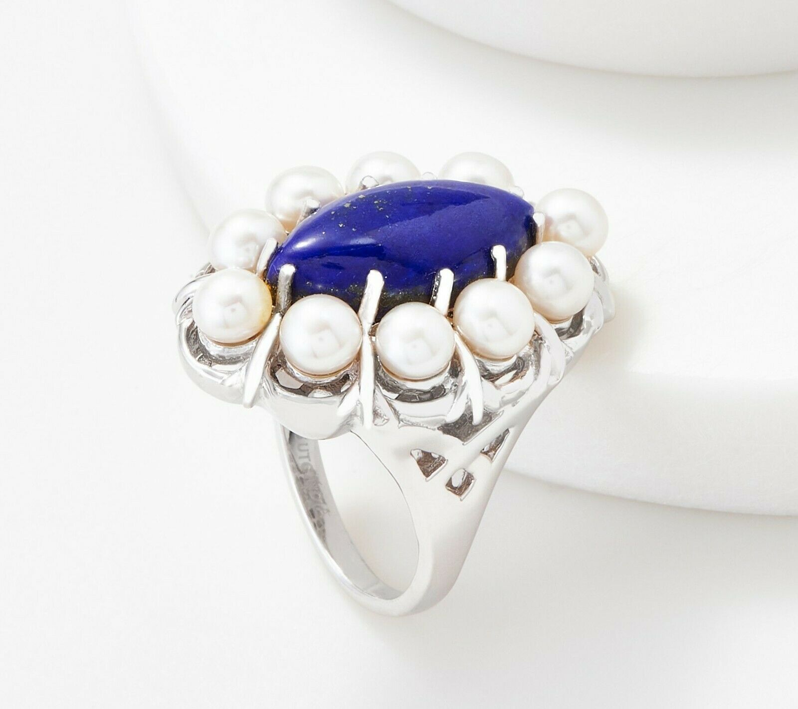 Sterling Silver Lapis & 4.5Mm Cultured Pearl Gemstone Ring Size 8 | Jewelry & Watches:Fine Jewelry:Rings