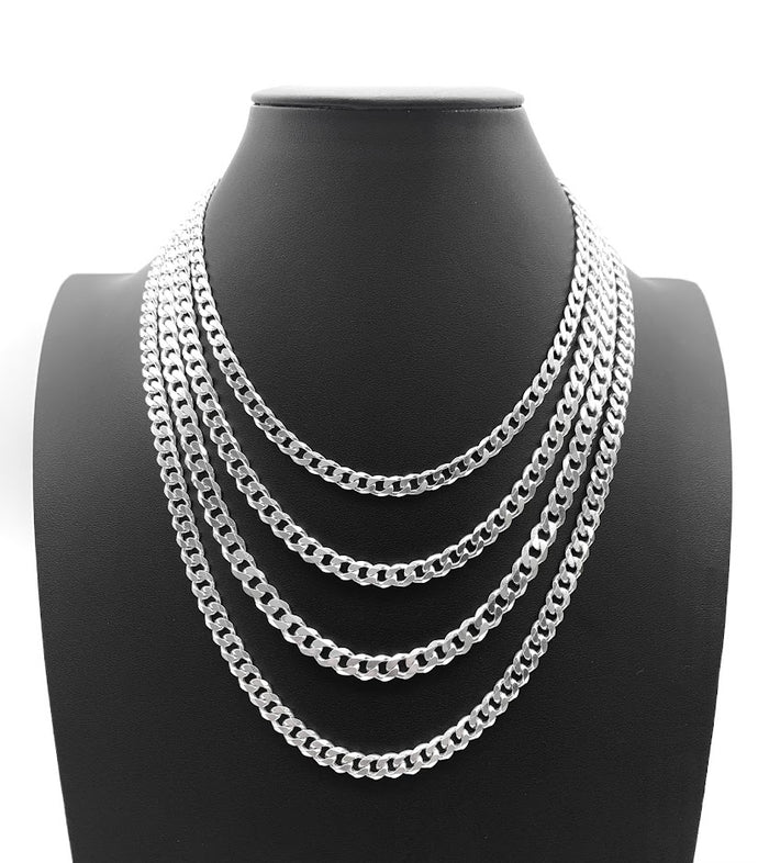 Duhaas Collection Sterling Silver 925 Diamond-Cut Cuban Link 6mm Necklace Chain